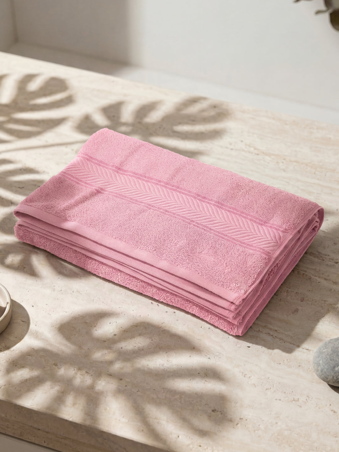 Premium Prism Pink 100% Cotton Solid 525 GSM Bath Towel Amber 1 Pc Pvc Pack