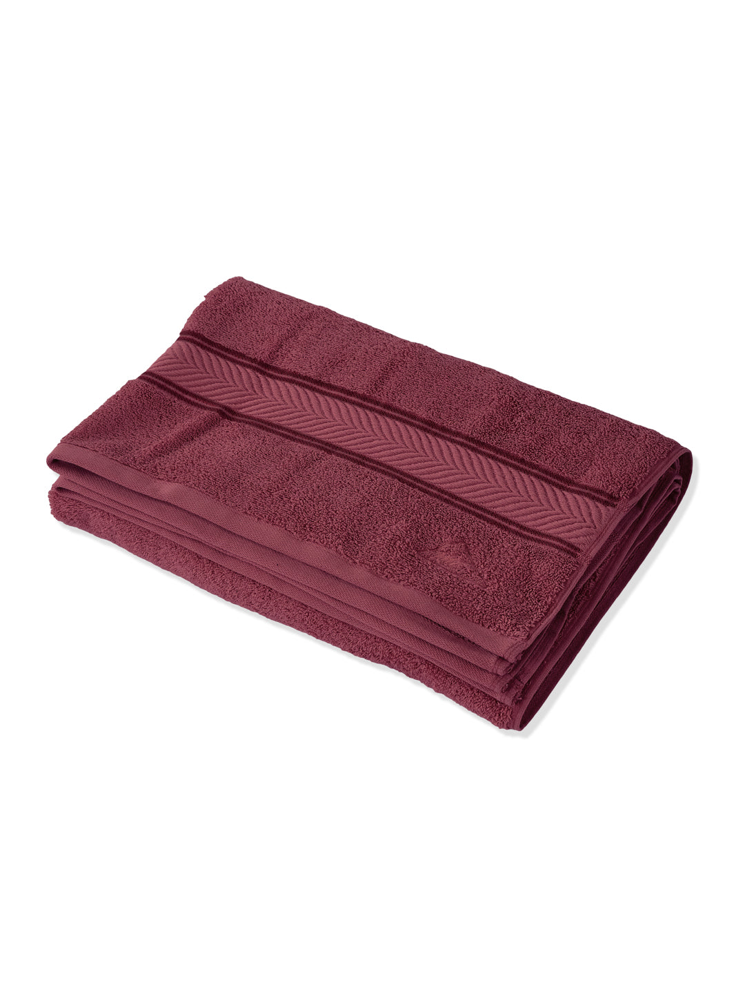 Premium Maroon 100% Cotton Solid 525 GSM Bath Towel Amber 1 Pc Pvc Pack