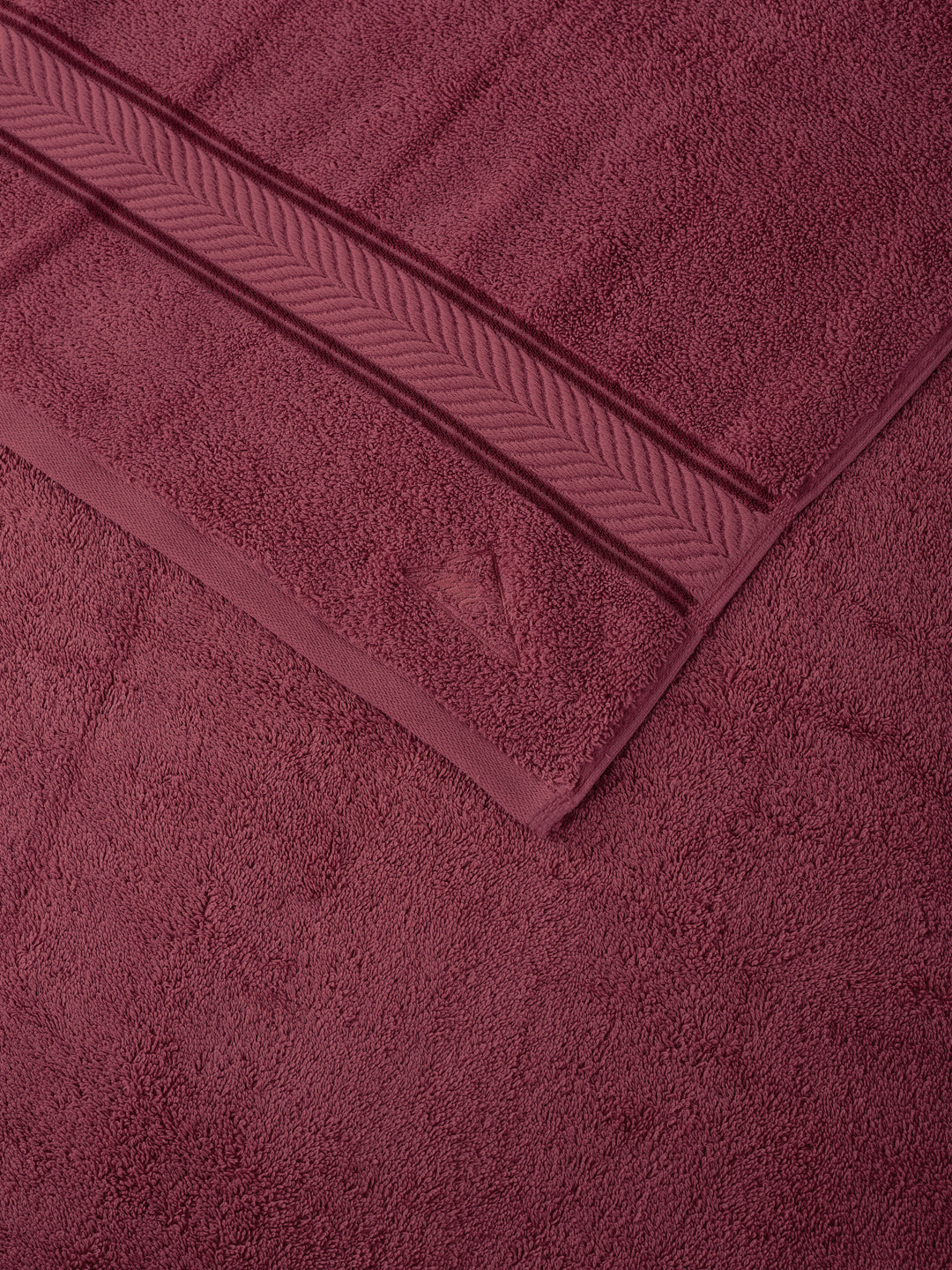 Premium Maroon 100% Cotton Solid 525 GSM Bath Towel Amber 1 Pc Pvc Pack