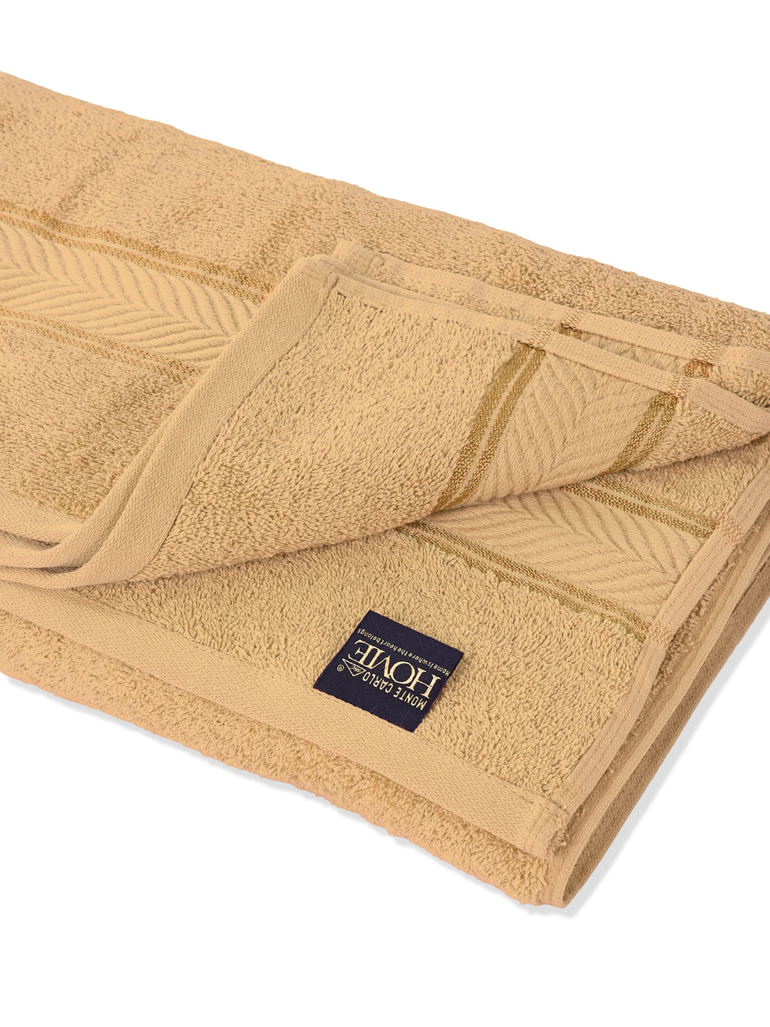 Premium Camel Brown 100% Cotton Solid 525 GSM Bath Towel Amber 1 Pc Pvc Pack