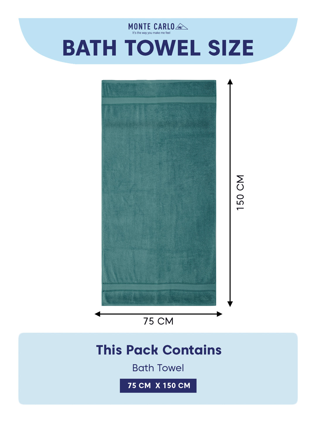 Premium Light Green 100% Cotton Solid 525 GSM Bath Towel Amber 1 Pc Pvc Pack