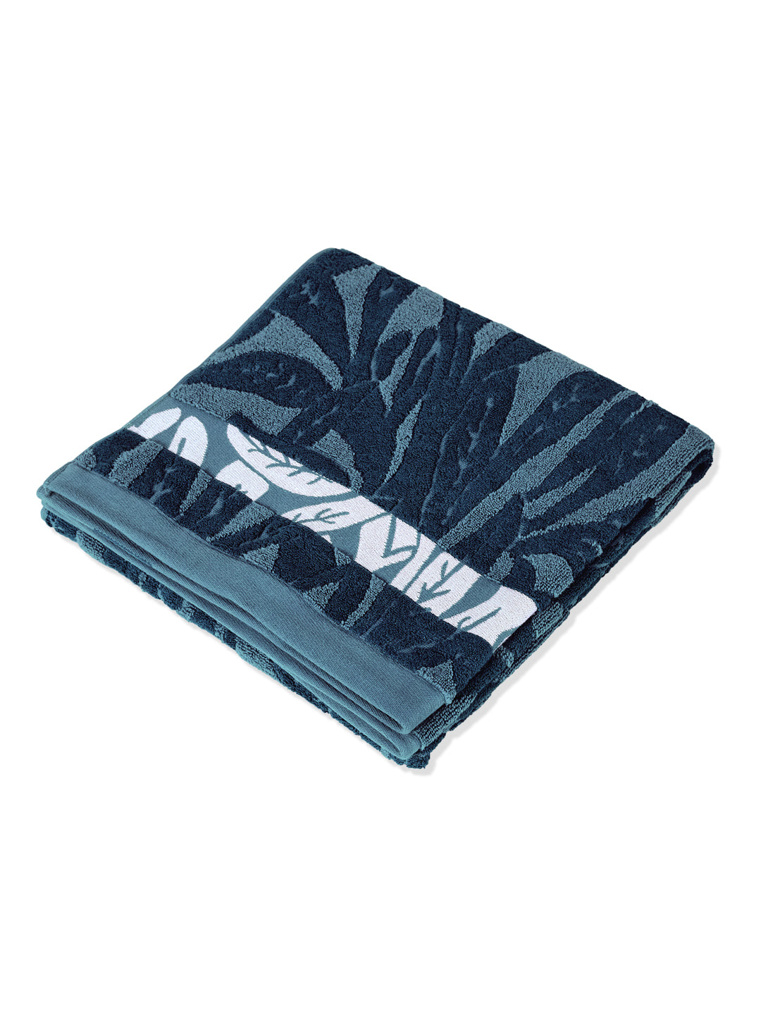 Luxury Navy Blue Bamboo Cotton Self Design 630 GSM Bath Towel Eco Bamboo Bliss 1 Pc Pvc