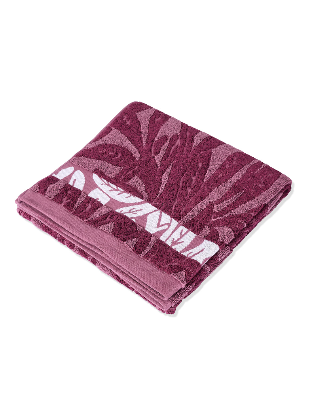 Luxury Burgundy Bamboo Cotton Self Design 630 GSM Bath Towel Eco Bamboo Bliss 1 Pc Pvc