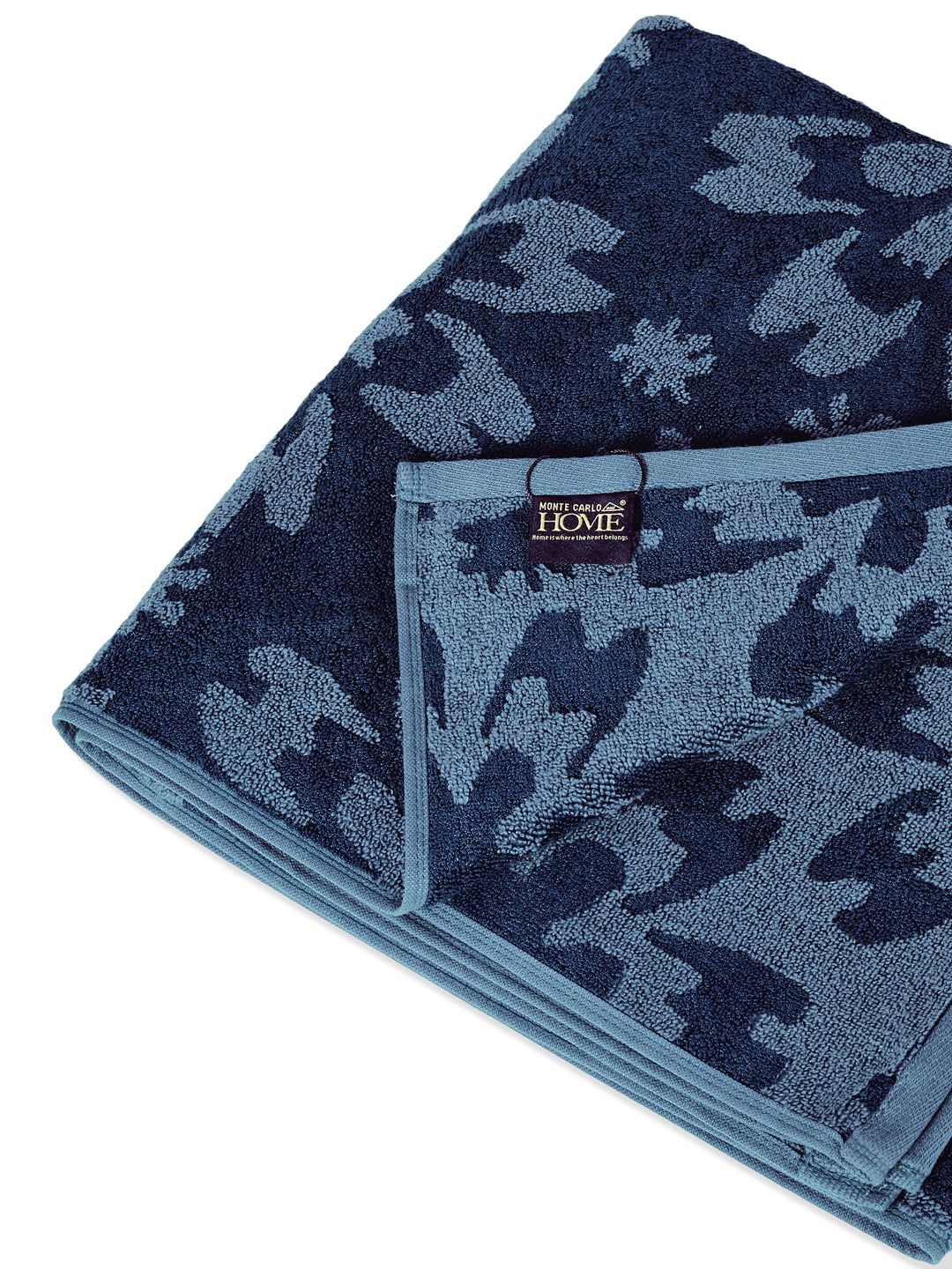 Luxury Navy Blue Bamboo Cotton Self Design 630 GSM Bath Towel Eco Bamboo Bliss 1 Pc Pvc