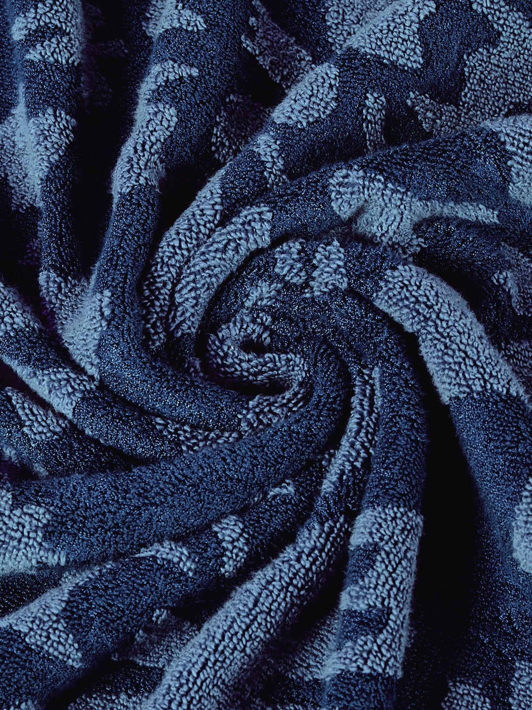 Luxury Navy Blue Bamboo Cotton Self Design 630 GSM Bath Towel Eco Bamboo Bliss 1 Pc Pvc