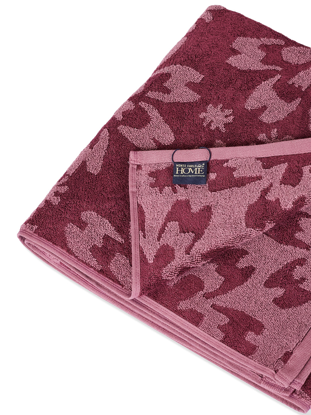 Luxury Burgundy Bamboo Cotton Self Design 630 GSM Bath Towel Eco Bamboo Bliss 1 Pc Pvc