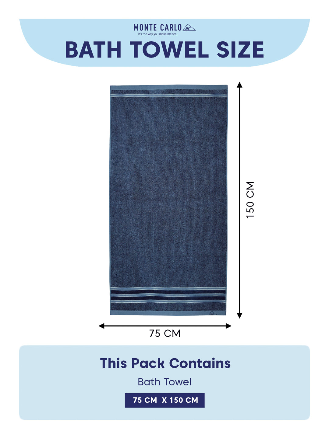 Luxury Navy Blue Bamboo Cotton Self Design 630 GSM Bath Towel Eco Bamboo Bliss 1 Pc Pvc