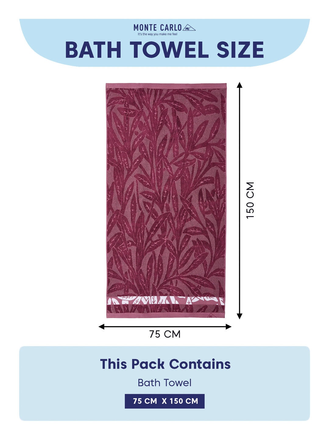 Luxury Burgundy Bamboo Cotton Self Design 630 GSM Bath Towel Eco Bamboo Bliss 1 Pc Box Pack