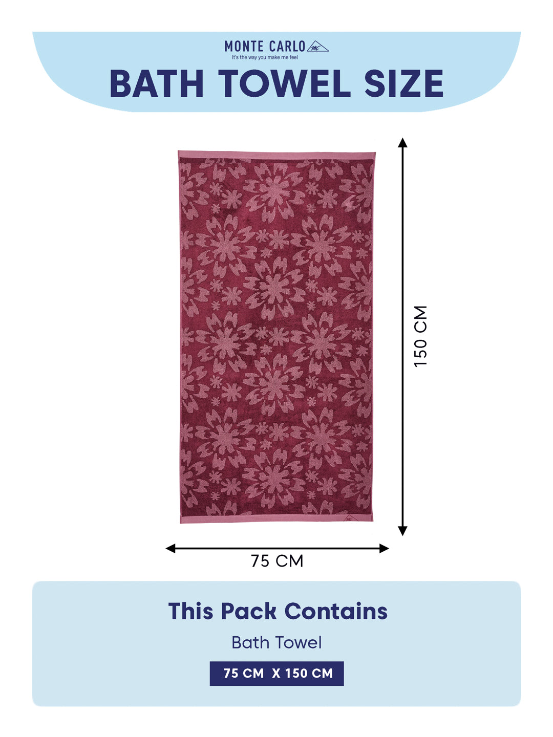 Luxury Burgundy Bamboo Cotton Self Design 630 GSM Bath Towel Eco Bamboo Bliss 1 Pc Box Pack