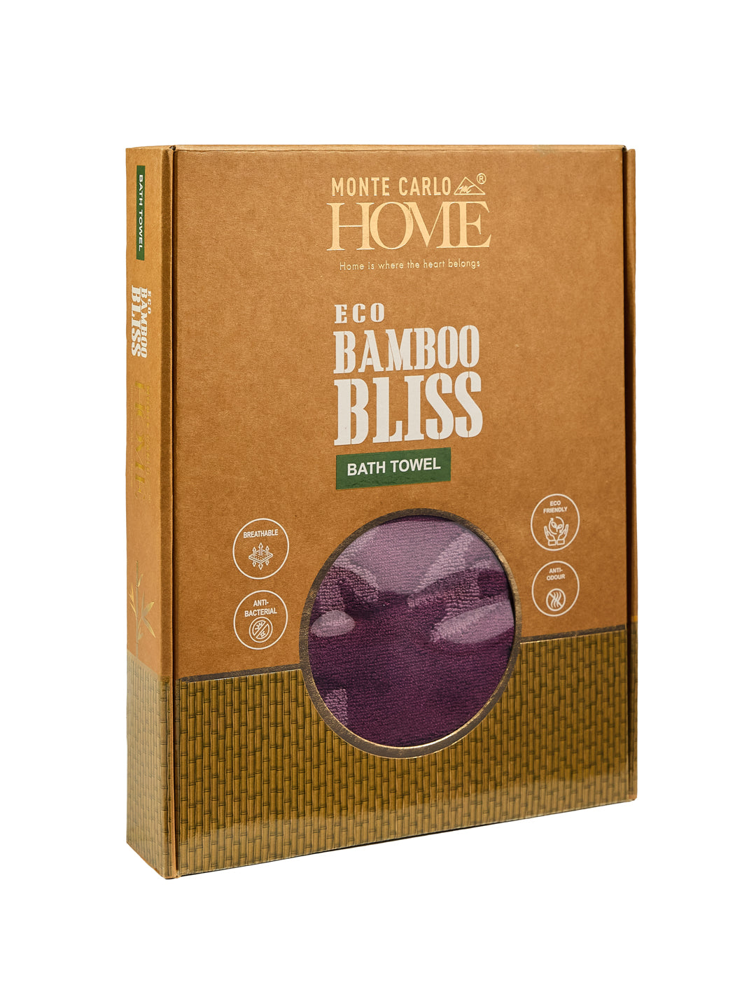 Luxury Burgundy Bamboo Cotton Self Design 630 GSM Bath Towel Eco Bamboo Bliss 1 Pc Box Pack