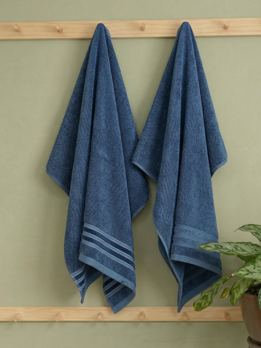 Luxury Navy Blue Bamboo Cotton Self Design 630 GSM Bath Towel Eco Bamboo Bliss 1 Pc Box Pack