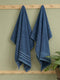 Luxury Navy Blue Bamboo Cotton Self Design 630 GSM Bath Towel Eco Bamboo Bliss 1 Pc Box Pack