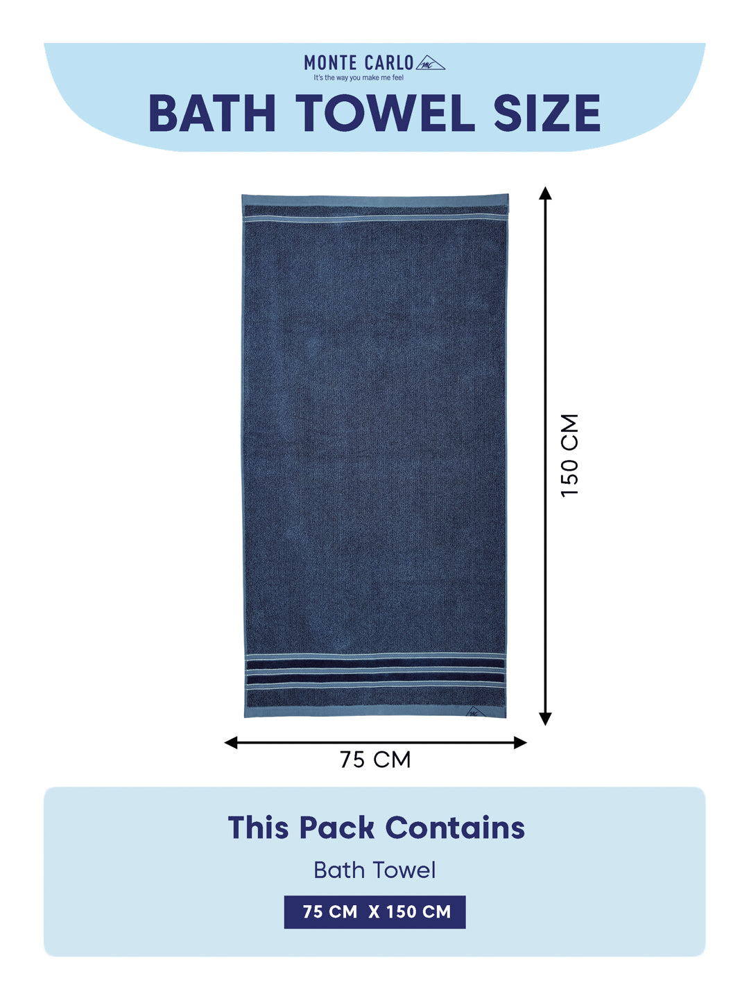 Luxury Navy Blue Bamboo Cotton Self Design 630 GSM Bath Towel Eco Bamboo Bliss 1 Pc Box Pack
