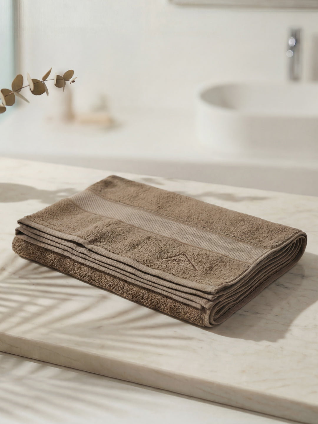 Luxury Brown Bamboo Cotton Solid 600 GSM Bath Towel Eco Bamboo 1 Pc Pvc Pack