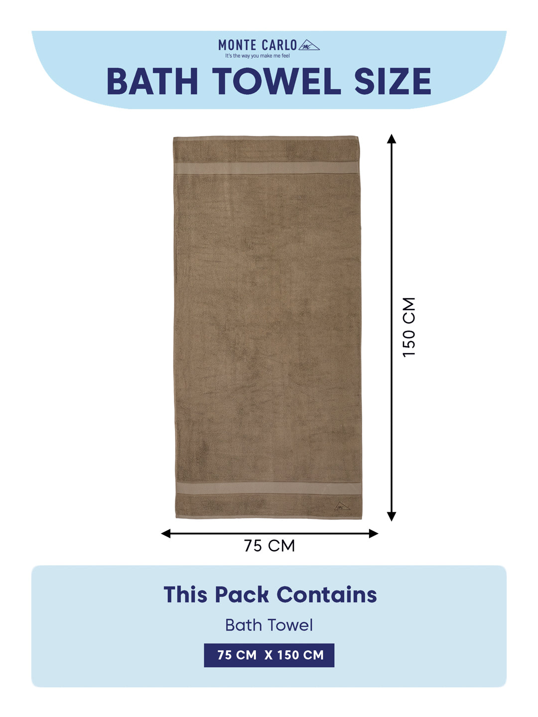 Luxury Brown Bamboo Cotton Solid 600 GSM Bath Towel Eco Bamboo 1 Pc Pvc Pack