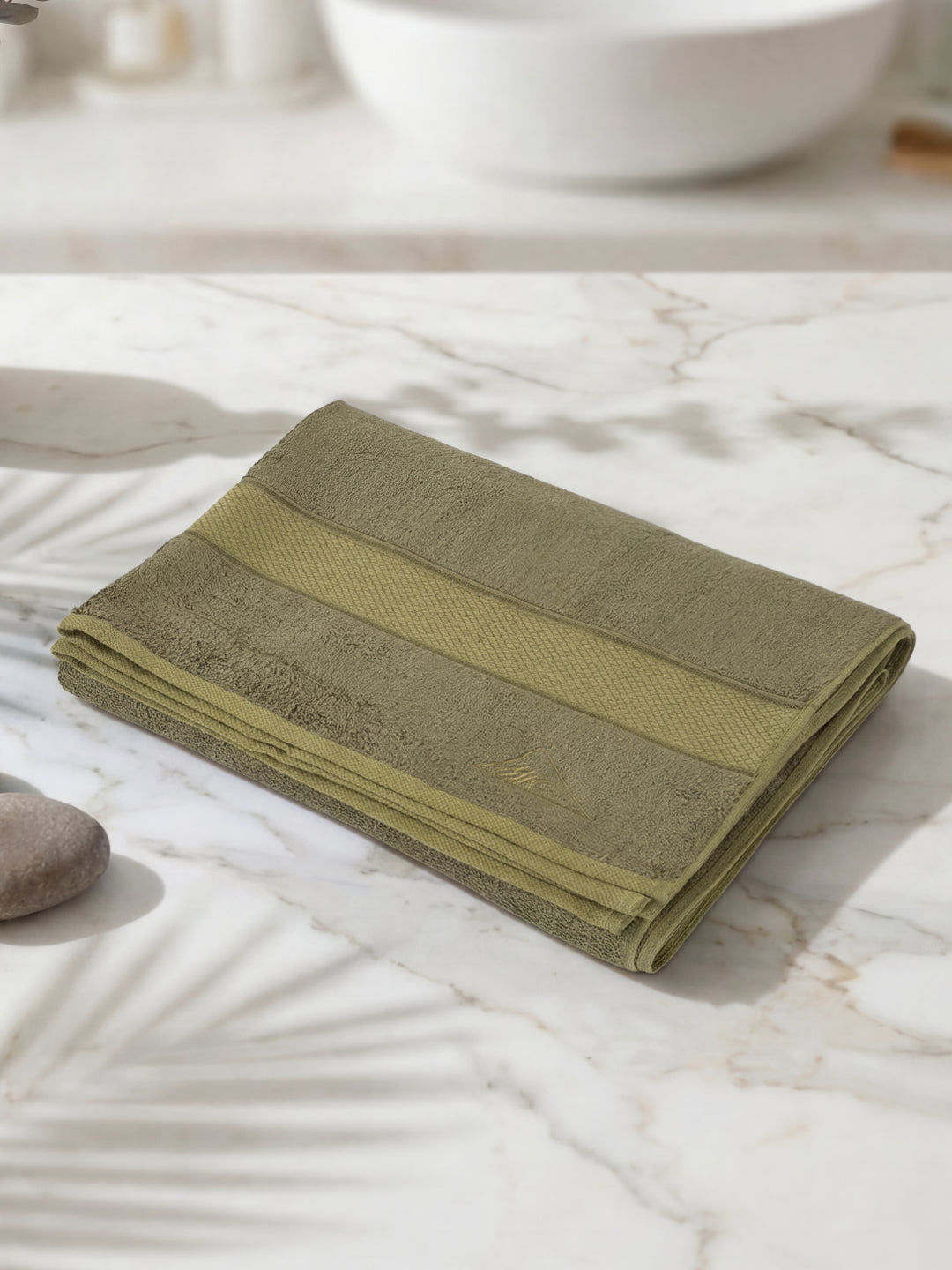 Luxury Olive Bamboo Cotton Solid 600 GSM Bath Towel Eco Bamboo 1 Pc Pvc Pack