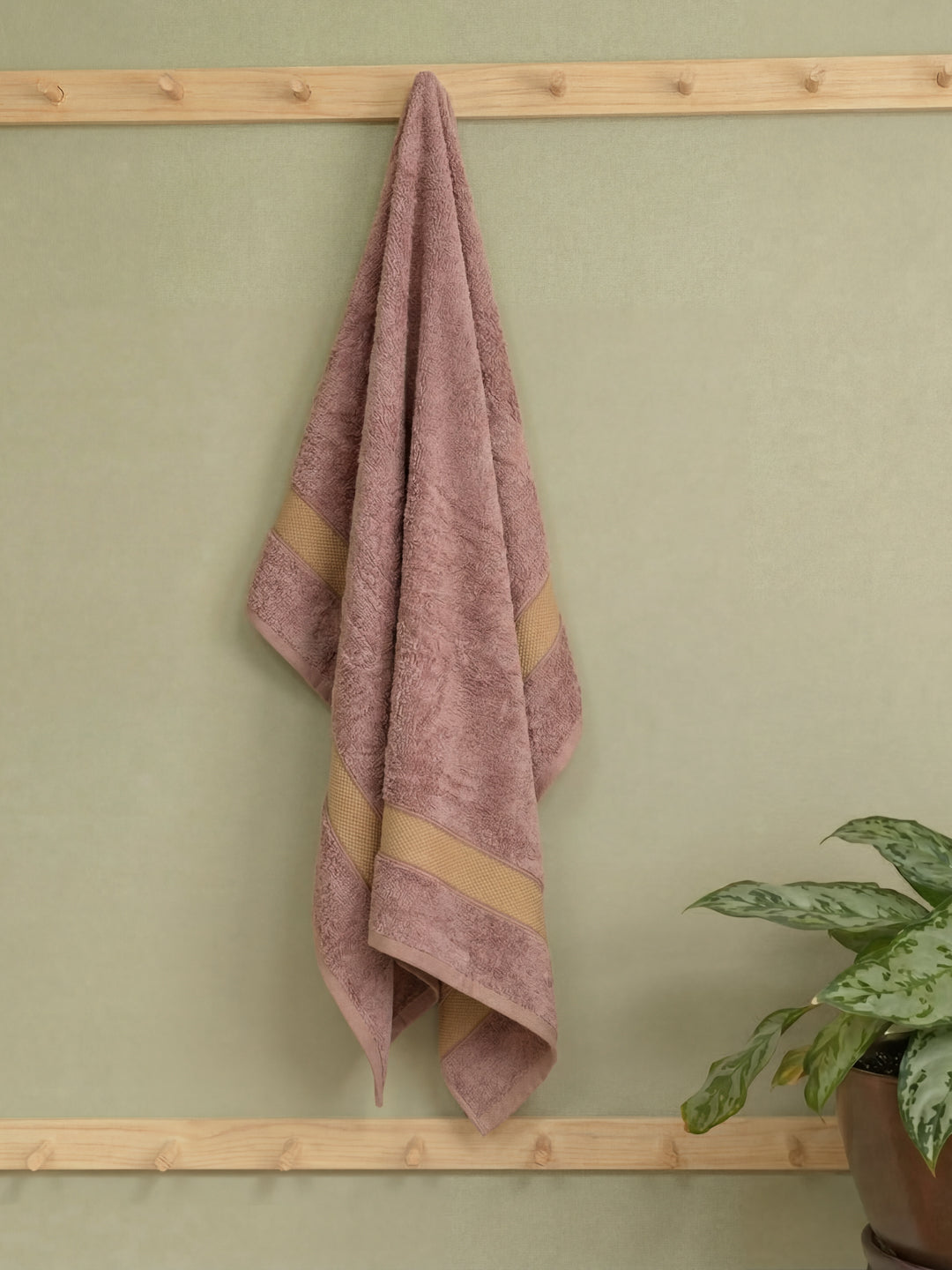 Luxury Camel Brown Bamboo Cotton Solid 600 GSM Bath Towel Eco Bamboo 1 Pc Pvc Pack