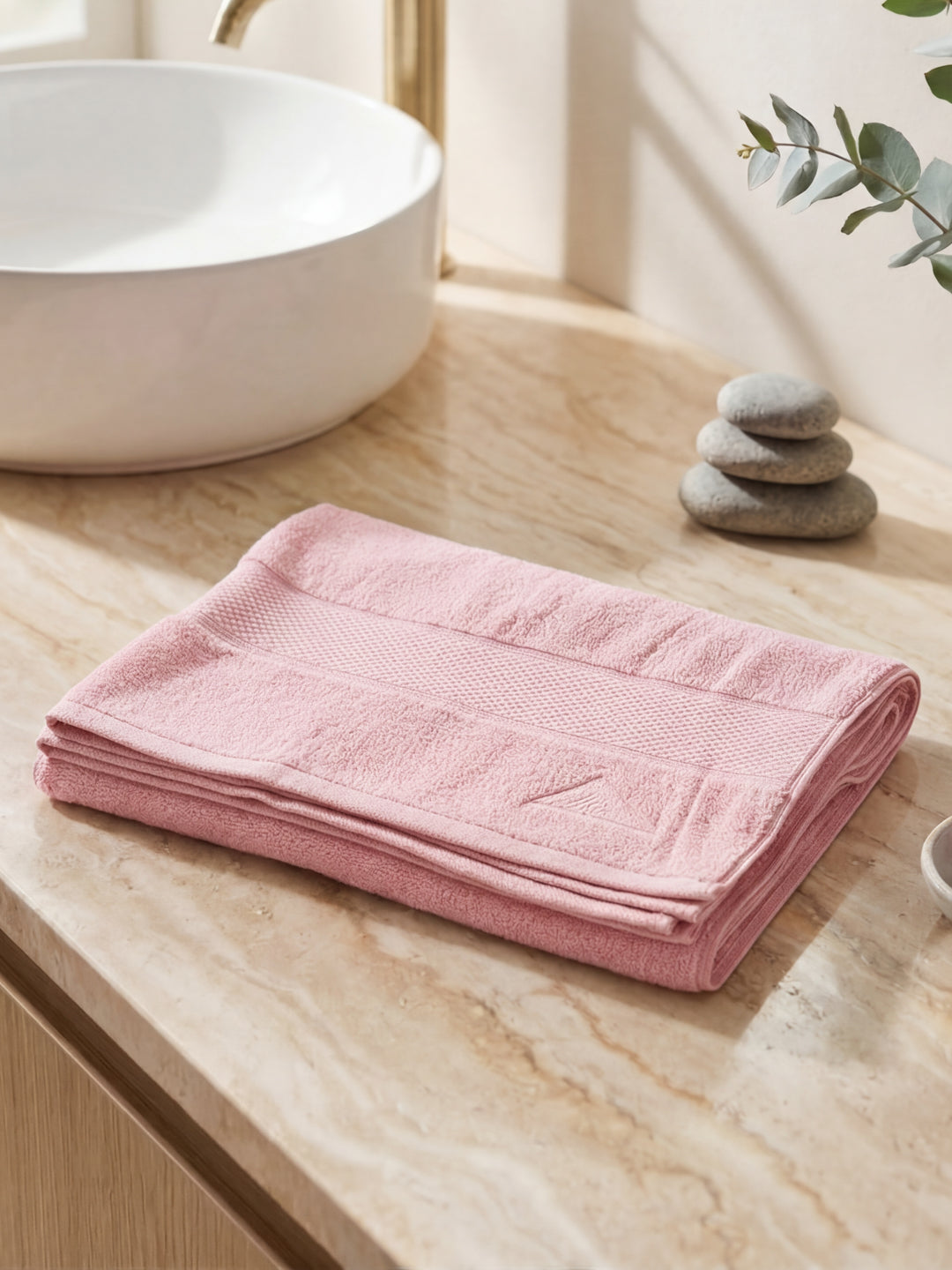 Luxury Pink Bamboo Cotton Solid 600 GSM Bath Towel Eco Bamboo 1 Pc Pvc Pack