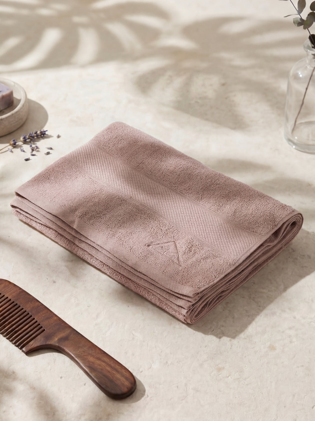 Luxury Beige Bamboo Cotton Solid 600 GSM Bath Towel Eco Bamboo 1 Pc Pvc Pack