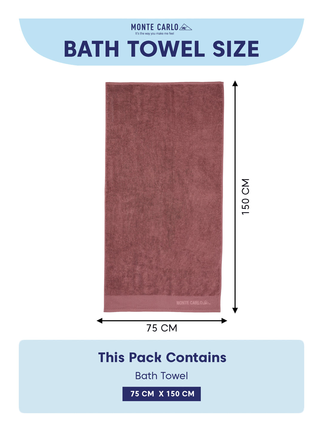Luxury Dusty Rose 100% Cotton Solid 650 GSM Bath Towel Egyptian 1 Pc Box Pack