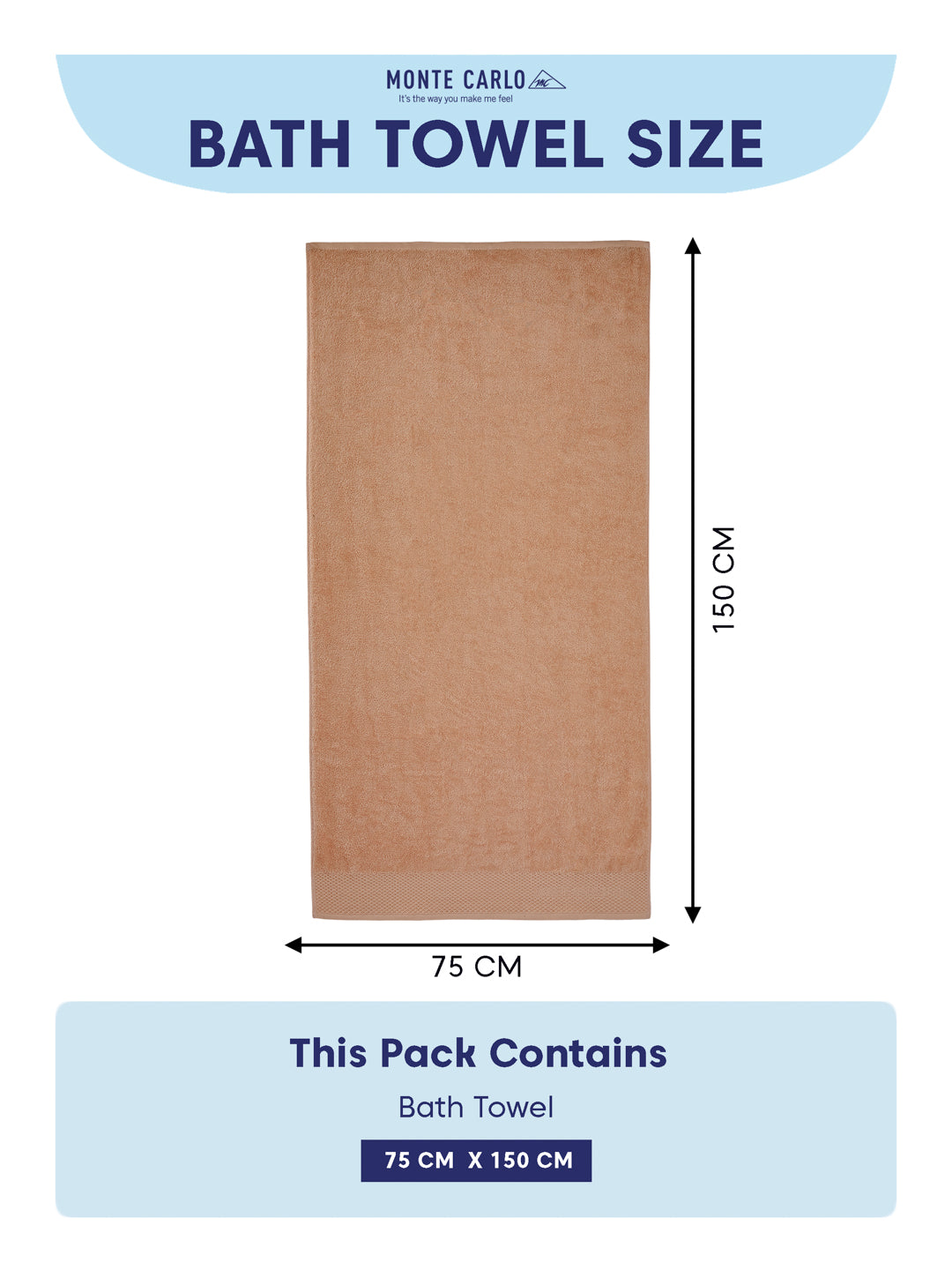 Luxury Beige 100% Cotton Solid 650 GSM Bath Towel Egyptian 1 Pc Box Pack