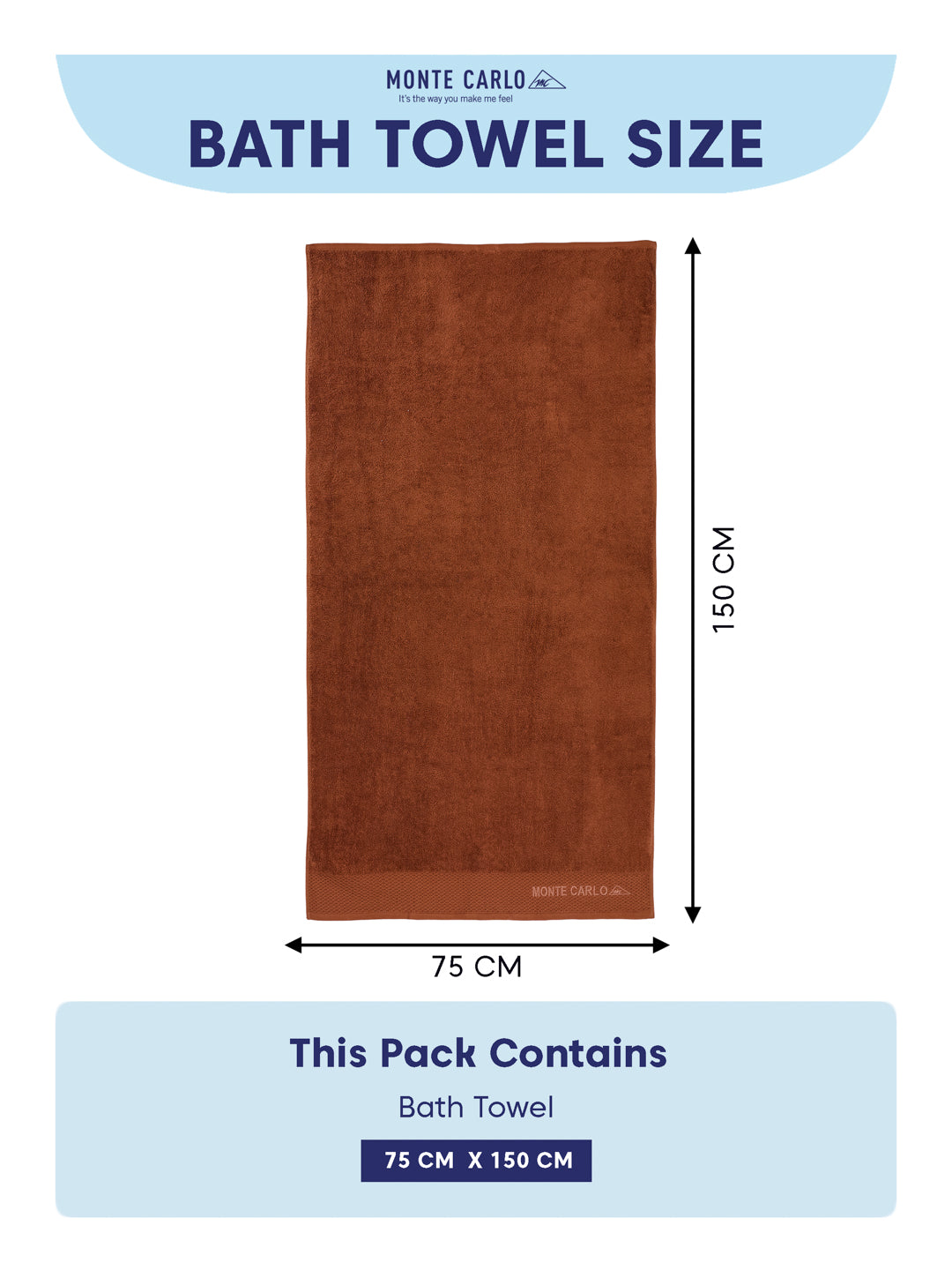 Luxury Rust 100% Cotton Solid 650 GSM Bath Towel Egyptian 1 Pc Box Pack