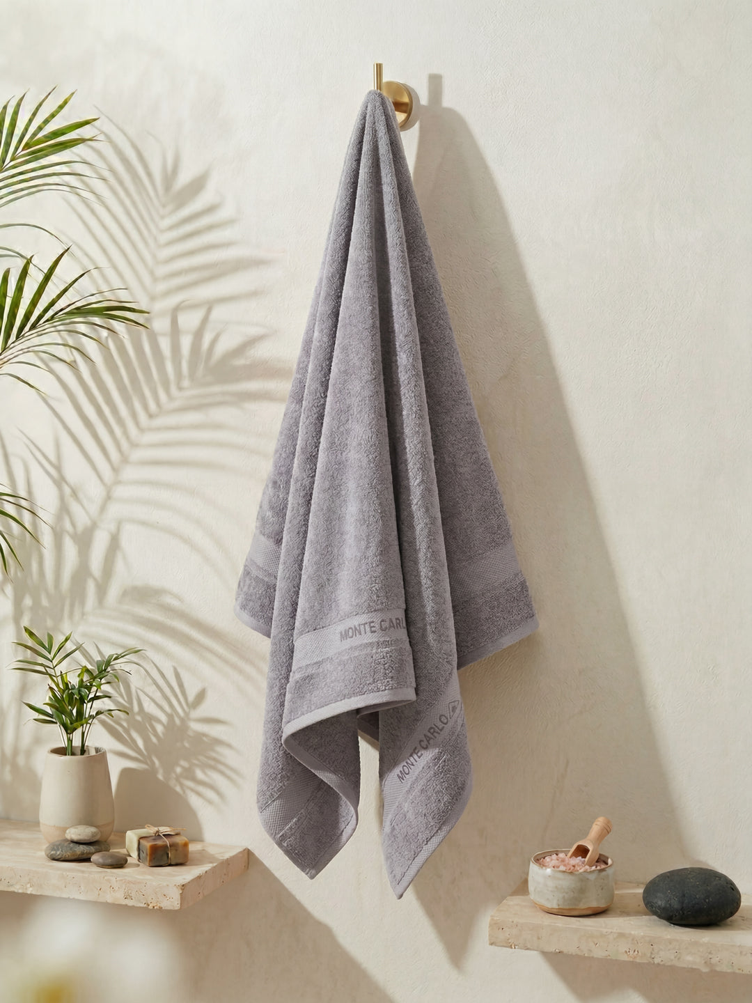 Luxury Light Grey 100% Cotton Solid 625 GSM Bath Towel Eusapia 1 Pc Box Pack