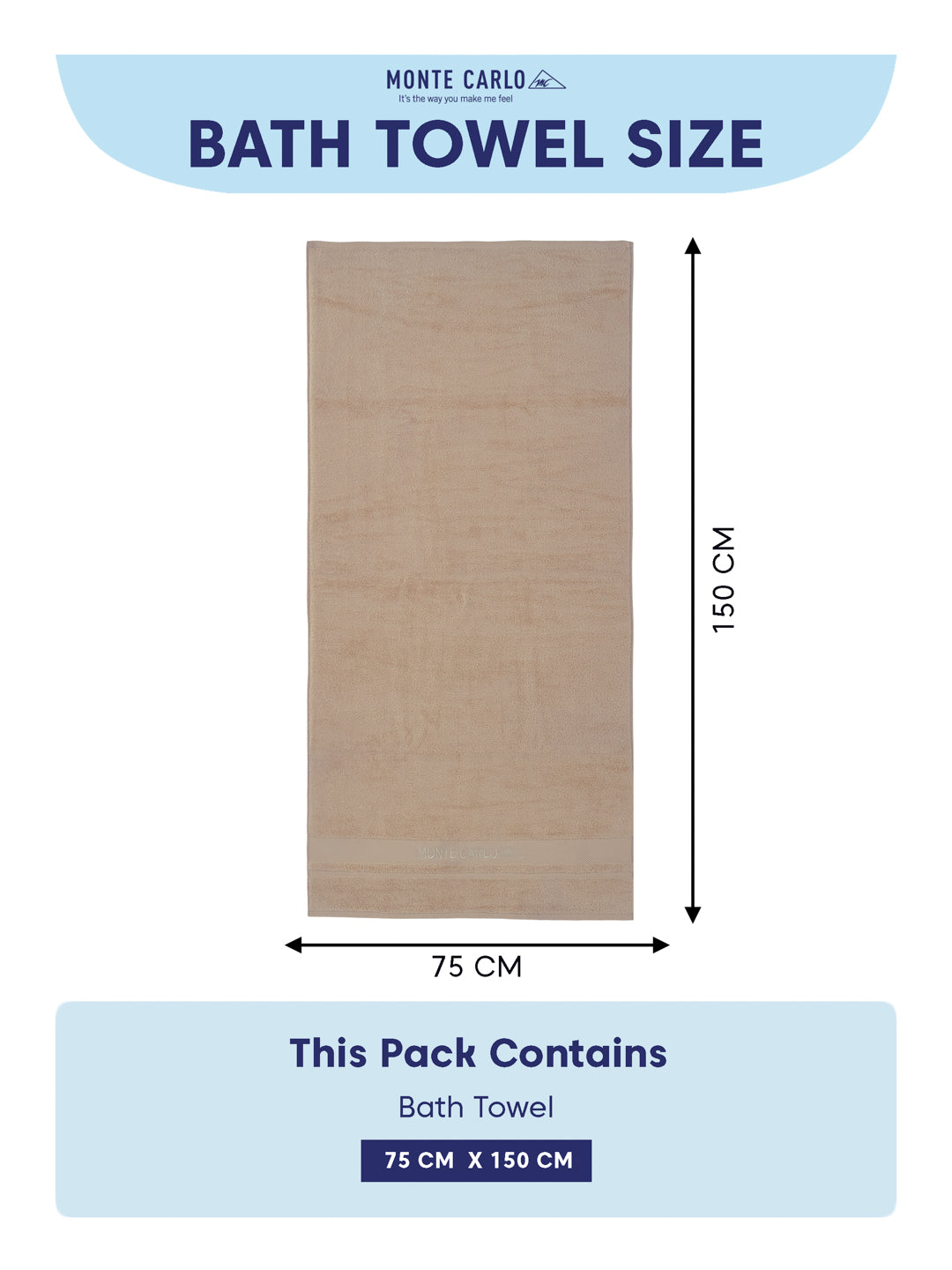 Luxury Beige 100% Cotton Solid 625 GSM Bath Towel Eusapia 1 Pc Box Pack