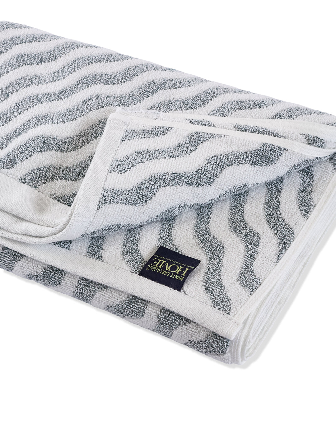 Premium Navy Blue & White Pure Cotton Self Design 500 GSM Bath Towel 1 Piece (Green Weave Collection)