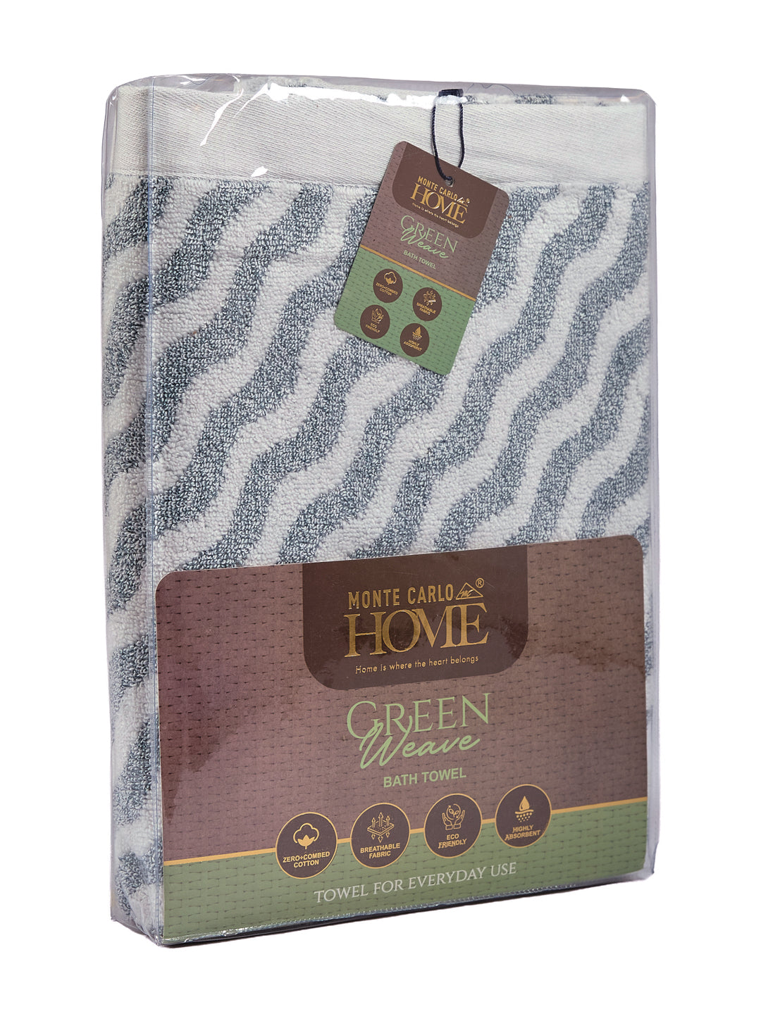 Premium Navy Blue & White Pure Cotton Self Design 500 GSM Bath Towel 1 Piece (Green Weave Collection)