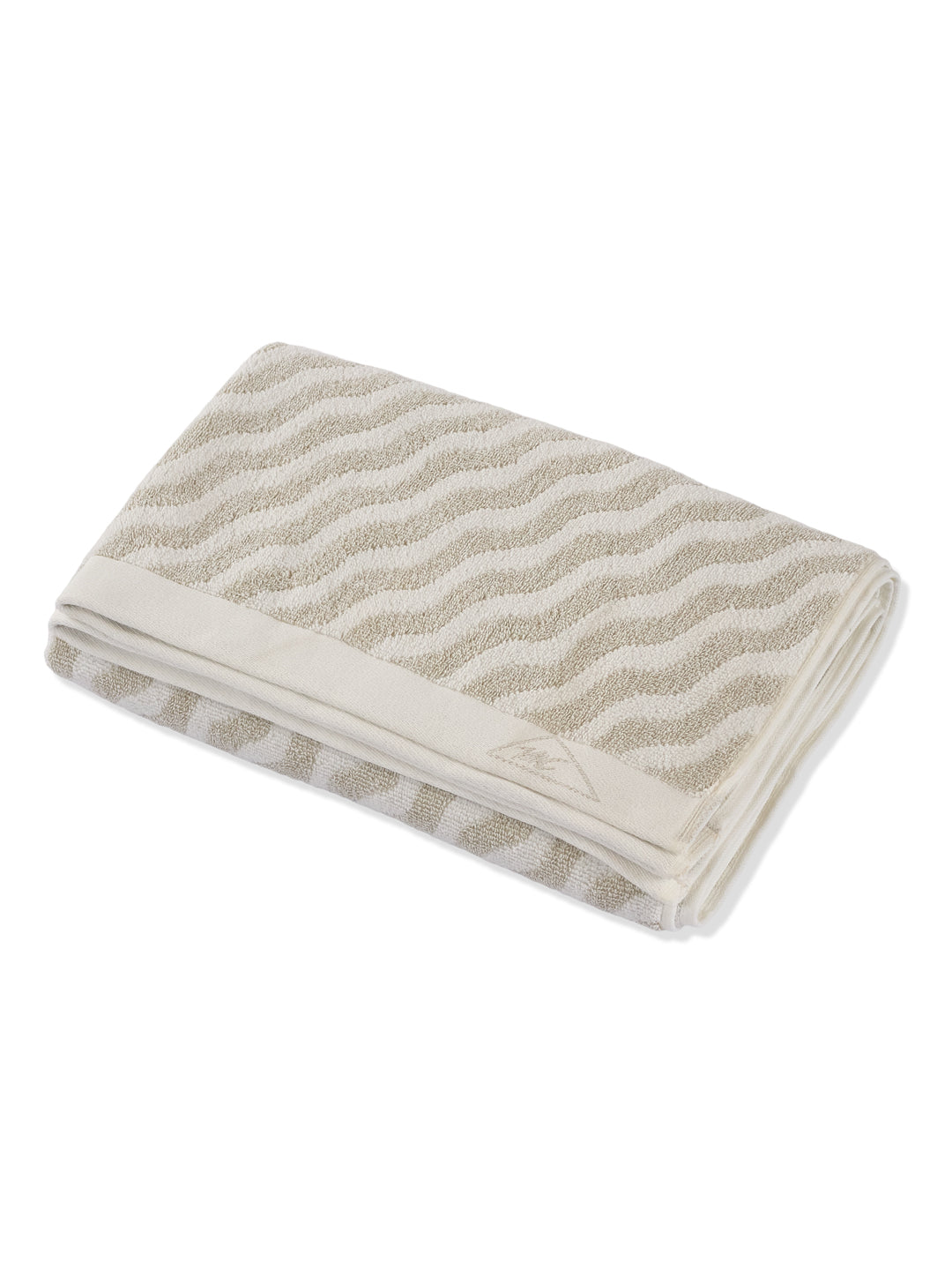 Premium Beige & White Pure Cotton Self Design 500 GSM Bath Towel 1 Piece (Green Weave Collection)
