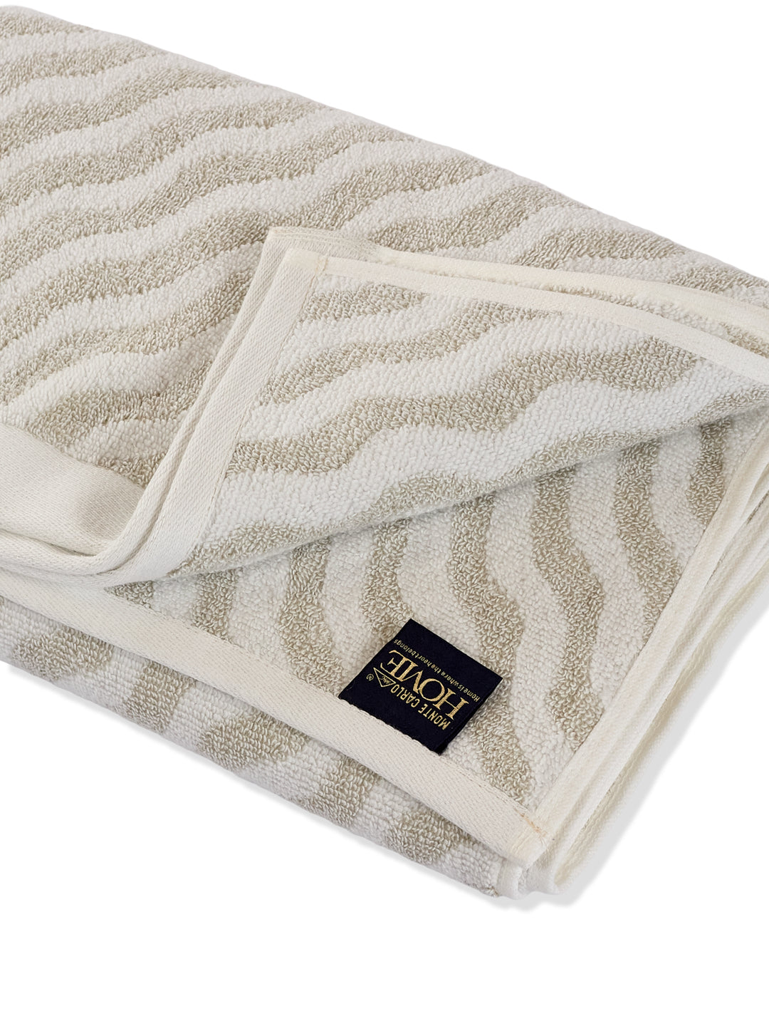Premium Beige & White Pure Cotton Self Design 500 GSM Bath Towel 1 Piece (Green Weave Collection)