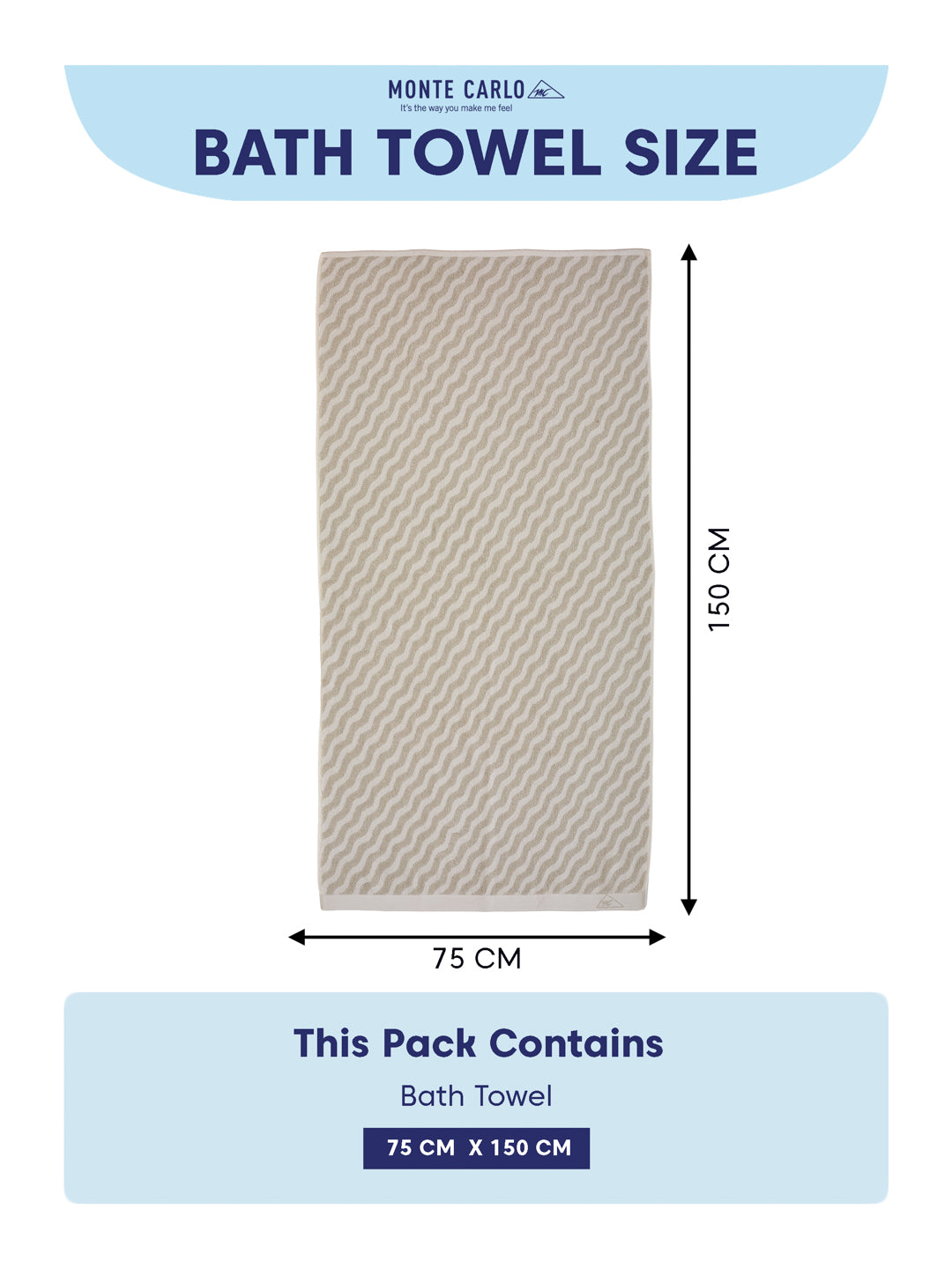 Premium Beige & White Pure Cotton Self Design 500 GSM Bath Towel 1 Piece (Green Weave Collection)