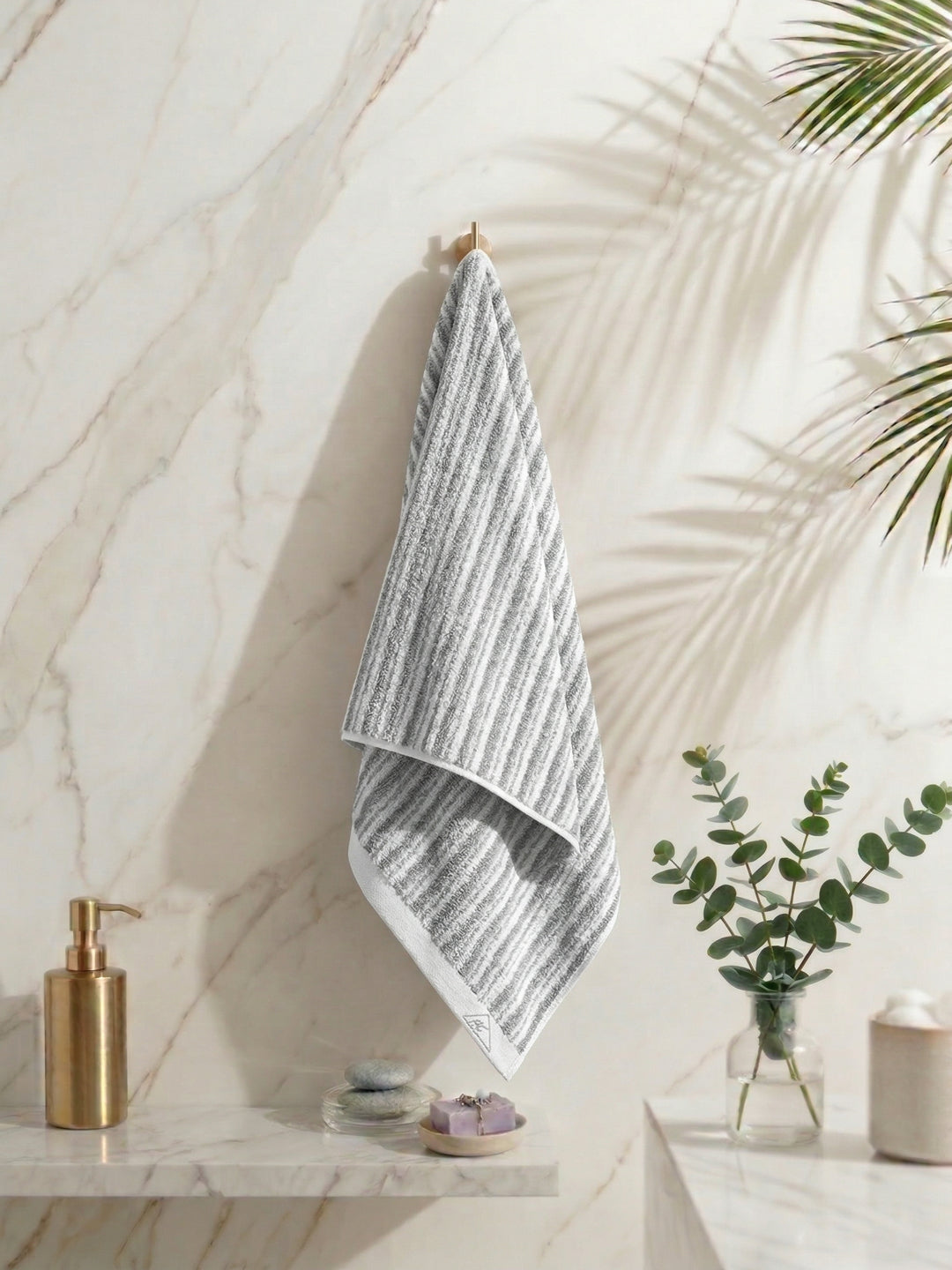 Premium Navy Blue & White Pure Cotton Self Design 500 GSM Bath Towel 1 Piece (Green Weave Collection)