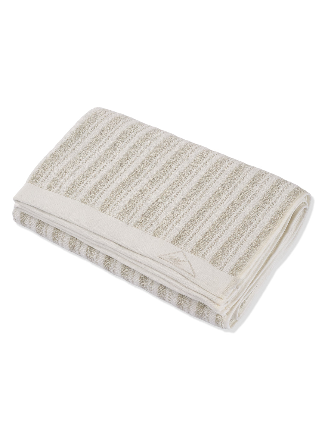 Premium Beige & White Pure Cotton Self Design 500 GSM Bath Towel 1 Piece (Green Weave Collection)