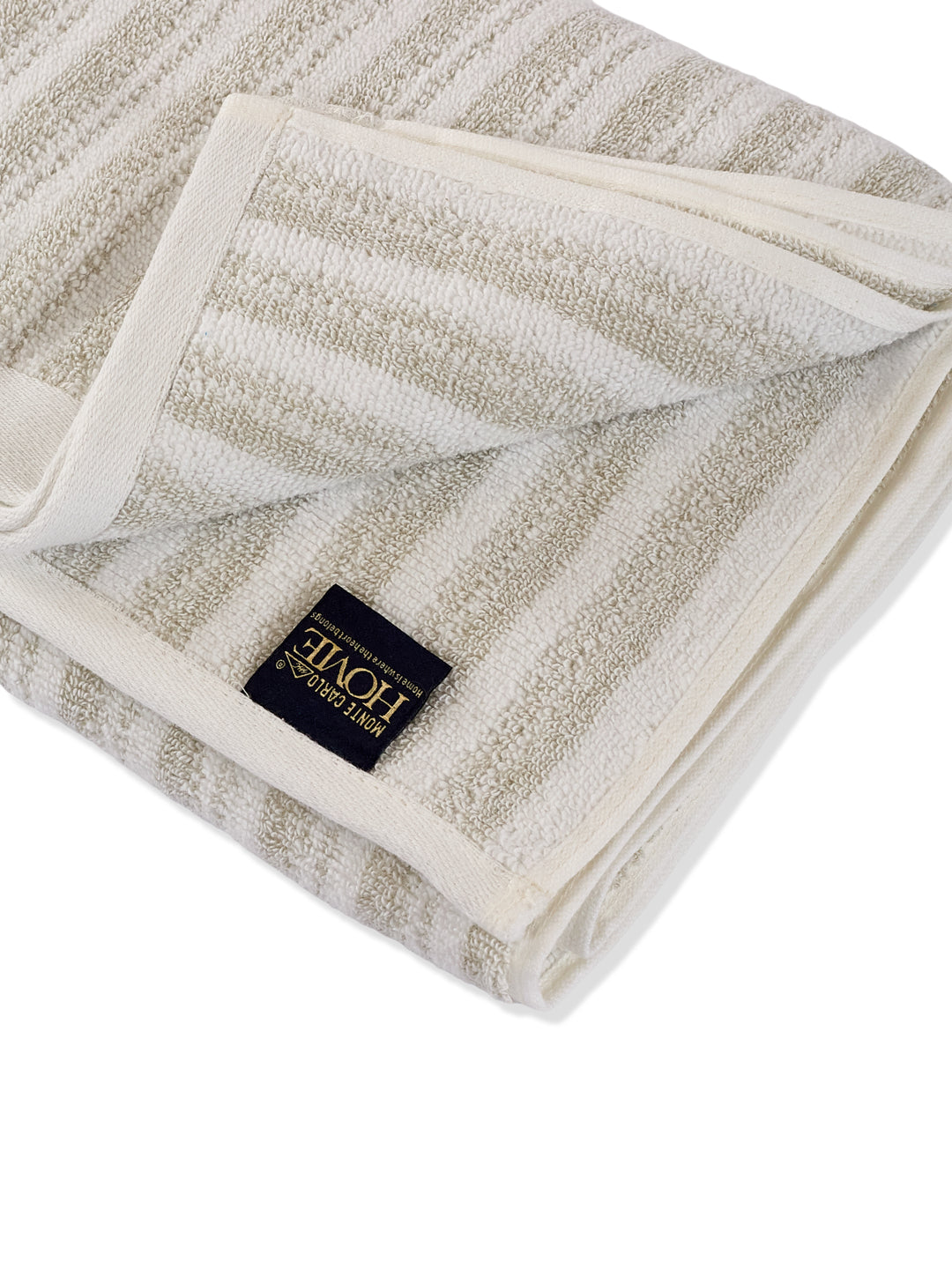 Premium Beige & White Pure Cotton Self Design 500 GSM Bath Towel 1 Piece (Green Weave Collection)
