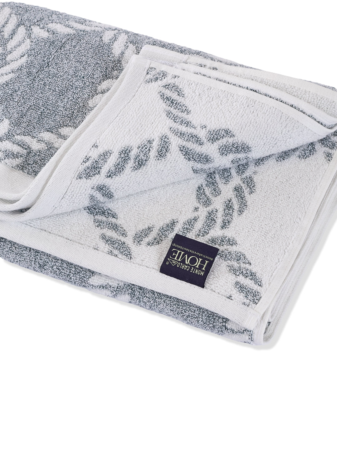 Premium Navy Blue & White Pure Cotton Self Design 500 GSM Bath Towel 1 Piece (Green Weave Collection)