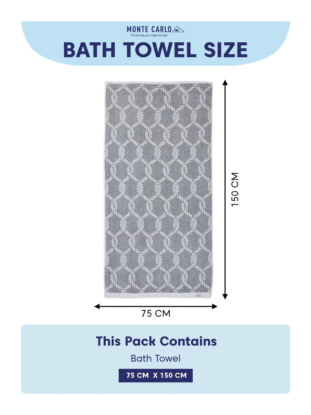 Premium Navy Blue & White Pure Cotton Self Design 500 GSM Bath Towel 1 Piece (Green Weave Collection)
