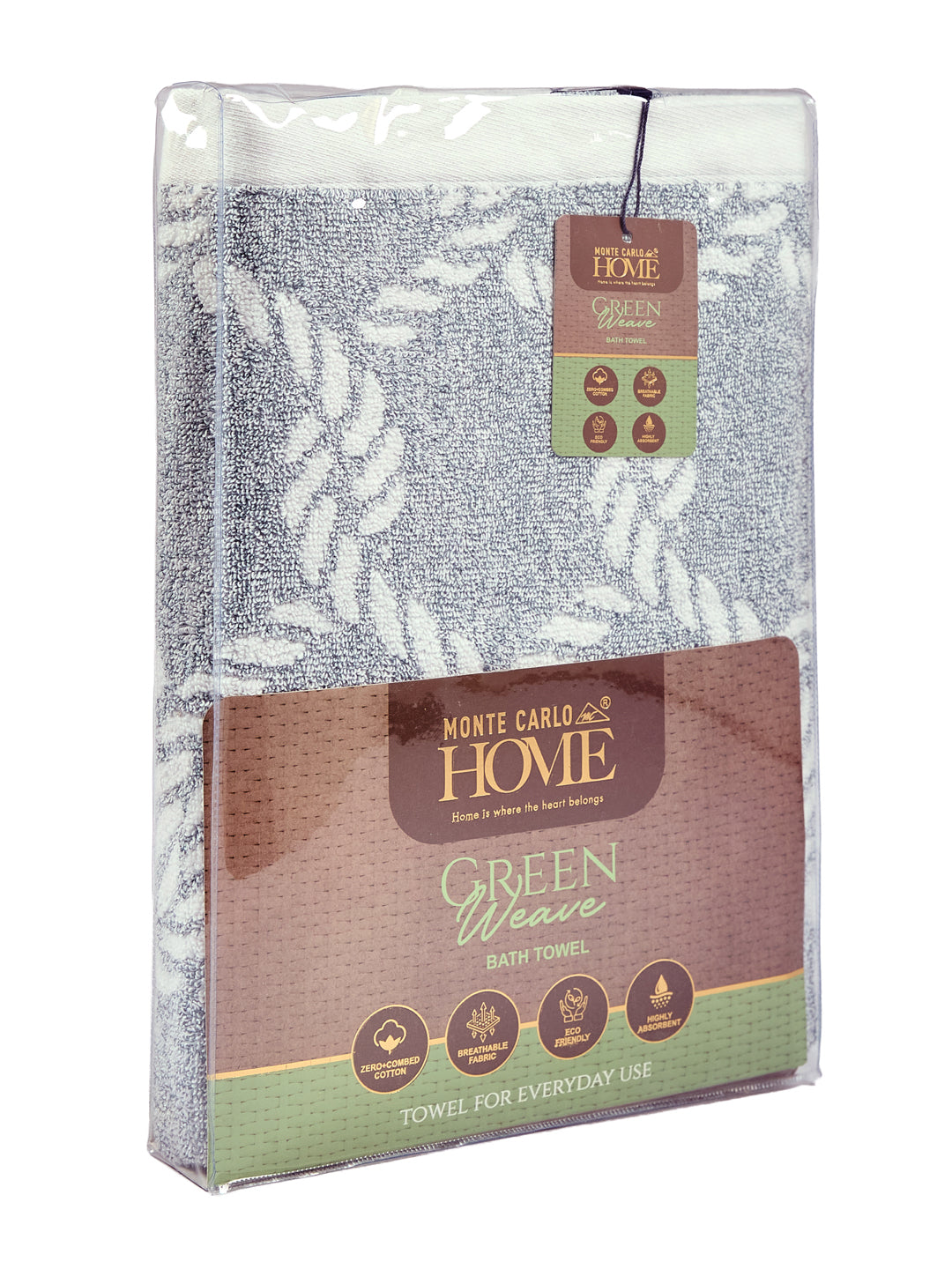 Premium Navy Blue & White Pure Cotton Self Design 500 GSM Bath Towel 1 Piece (Green Weave Collection)