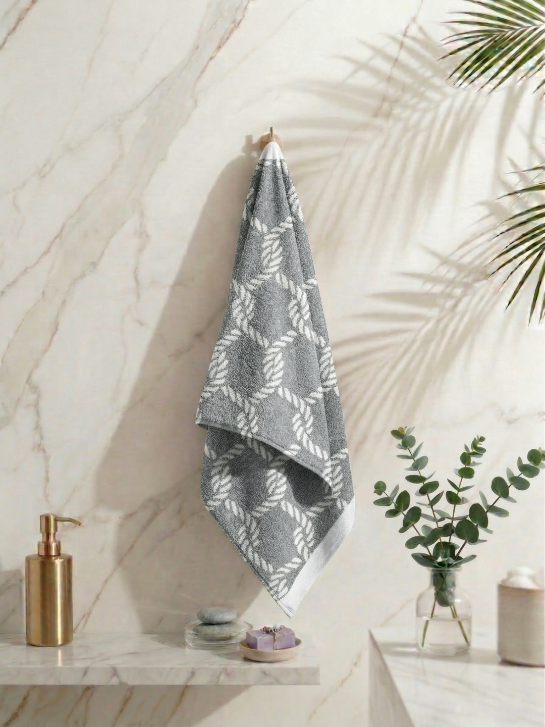 Premium Green & White Pure Cotton Self Design 500 GSM Bath Towel 1 Piece (Green Weave Collection)