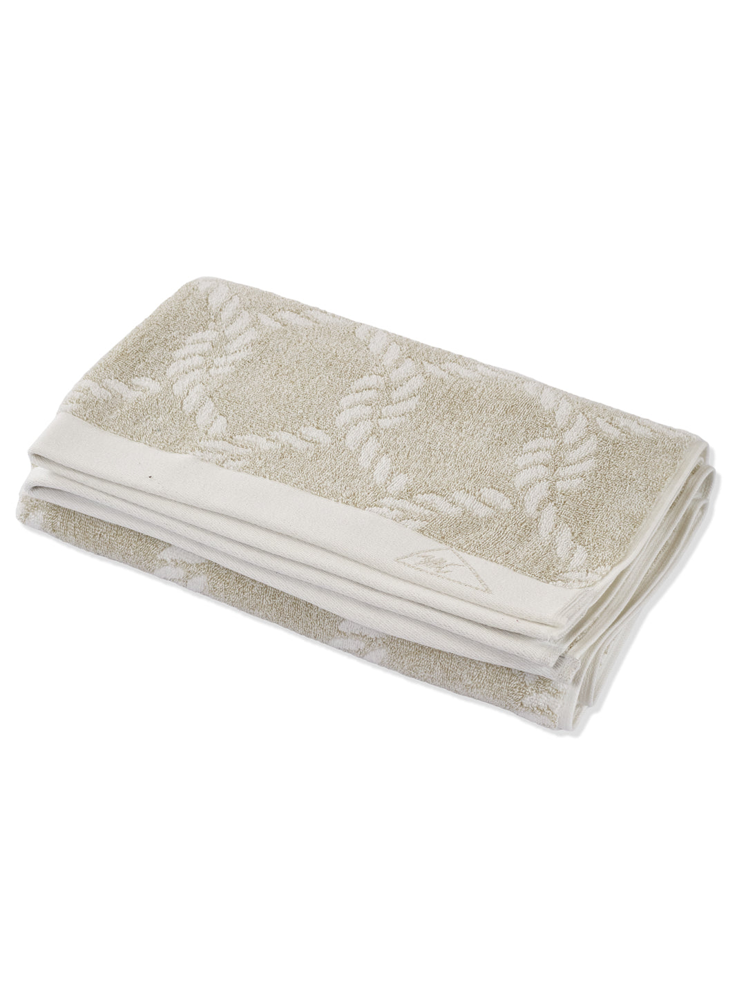 Premium Beige & White Pure Cotton Self Design 500 GSM Bath Towel 1 Piece (Green Weave Collection)