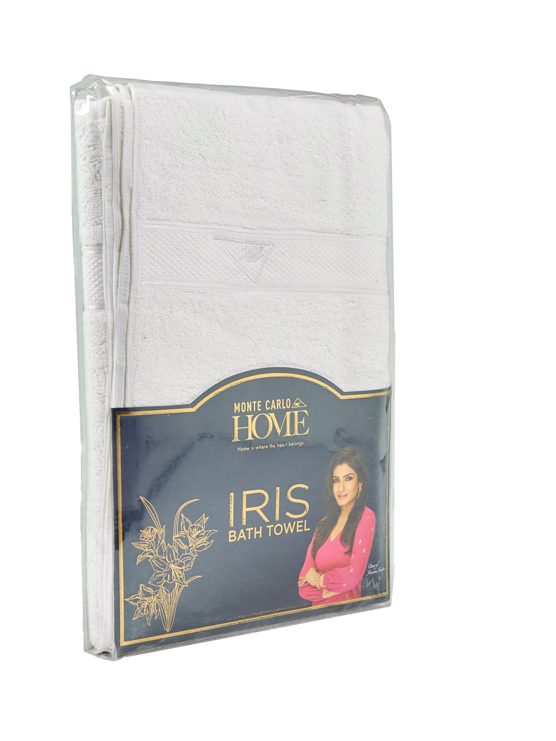 Premium White 100% Cotton Solid 525 GSM Bath Towel Iris 1 Pc Pvc Pack