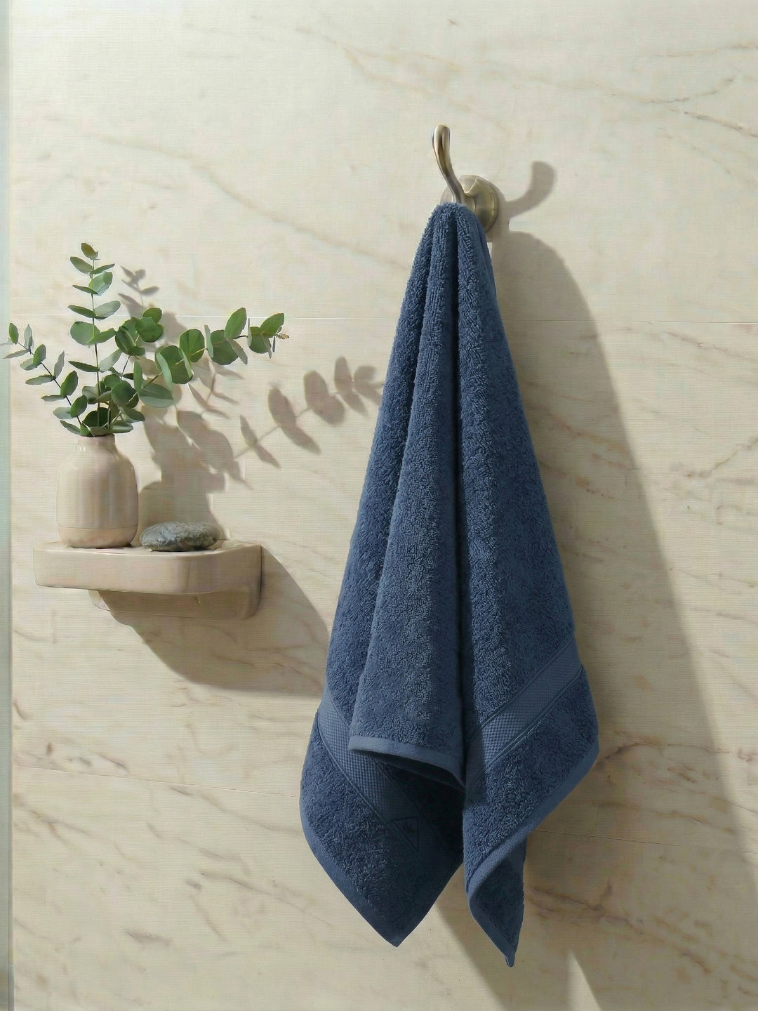 Premium Mallard Blue 100% Cotton Solid 525 GSM Bath Towel Iris 1 Pc Pvc Pack