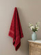 Premium Red 100% Cotton Solid 525 GSM Bath Towel Iris 1 Pc Pvc Pack