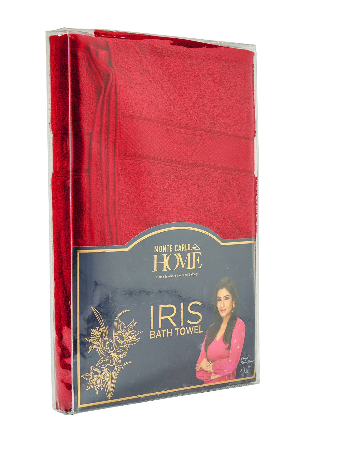Premium Red 100% Cotton Solid 525 GSM Bath Towel Iris 1 Pc Pvc Pack