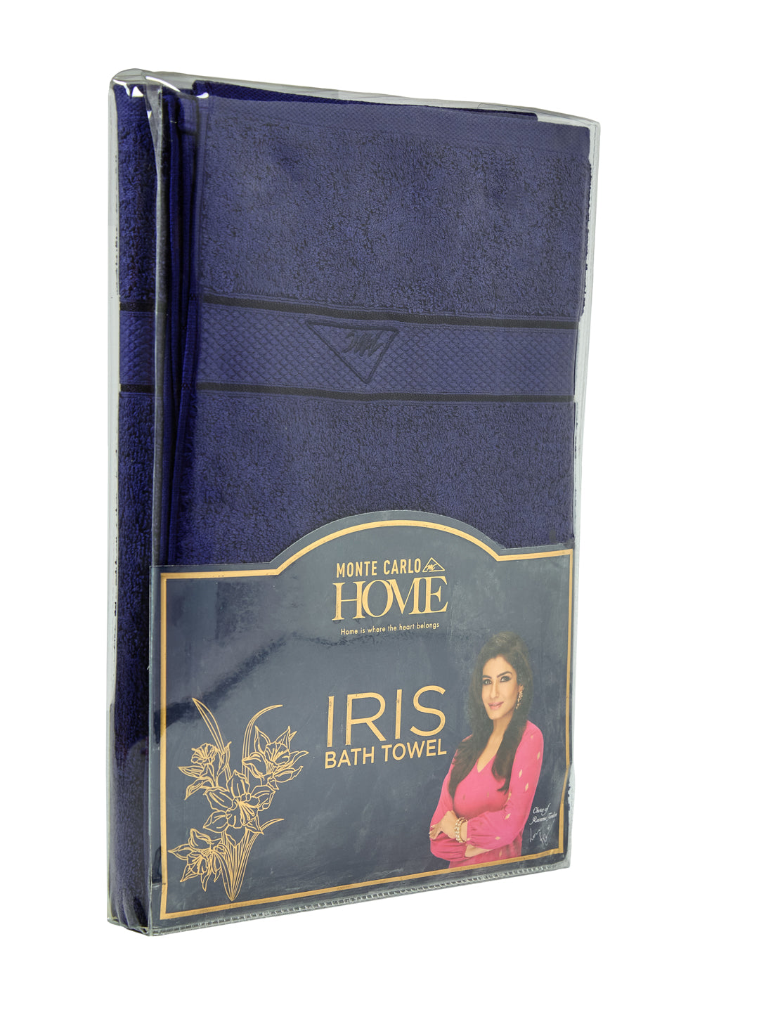 Premium Blue 100% Cotton Solid 525 GSM Bath Towel Iris 1 Pc Pvc Pack