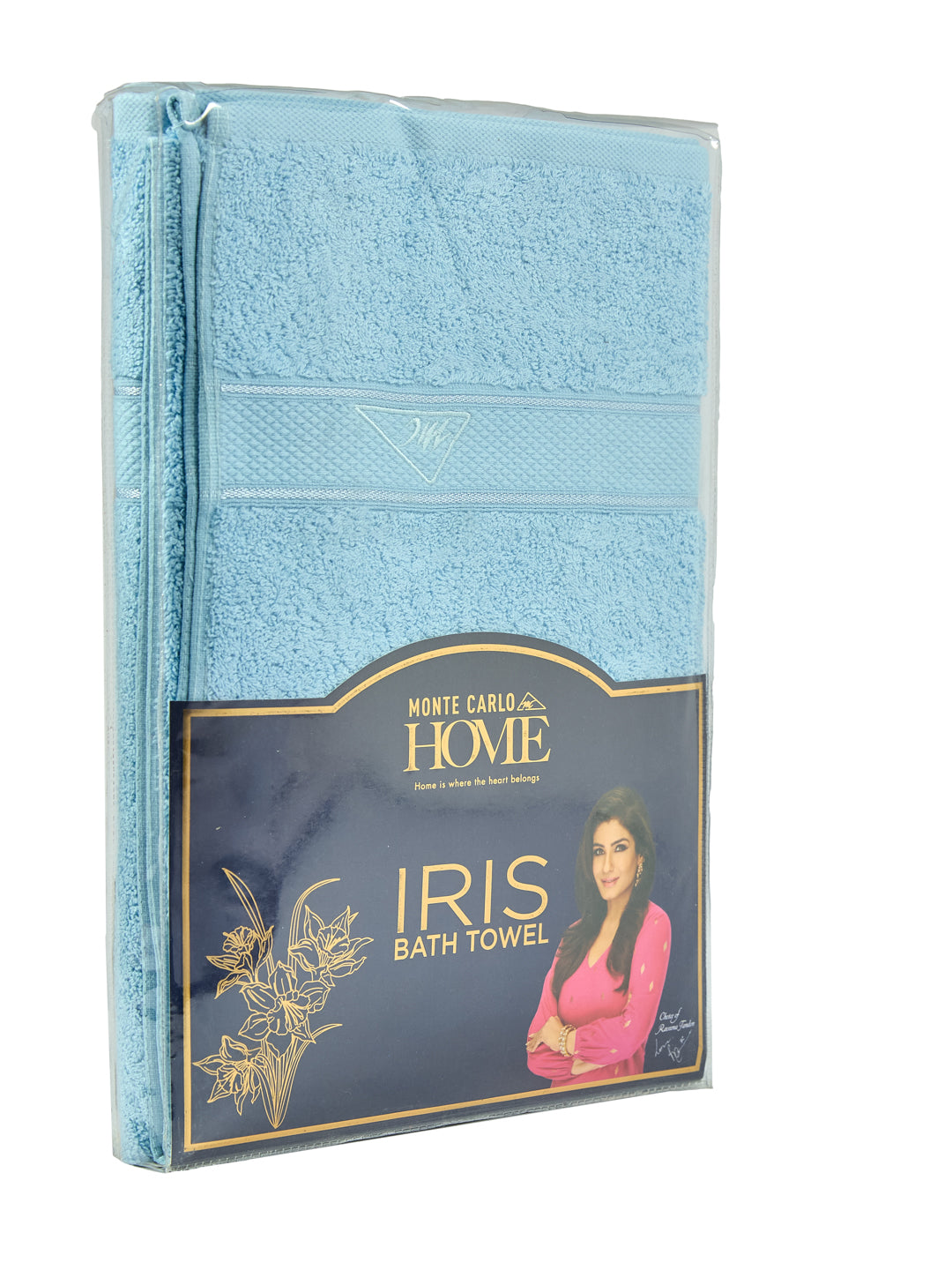 Premium Sky Blue 100% Cotton Solid 525 GSM Bath Towel Iris 1 Pc Pvc Pack