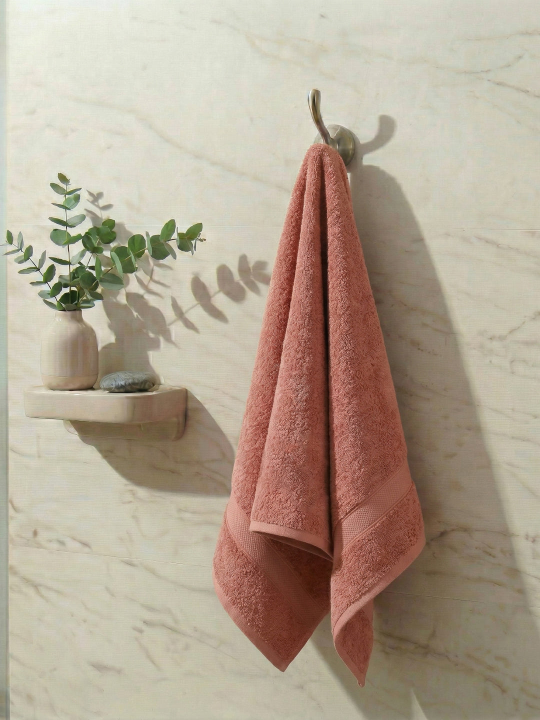 Premium Peach 100% Cotton Solid 525 GSM Bath Towel Iris 1 Pc Pvc Pack