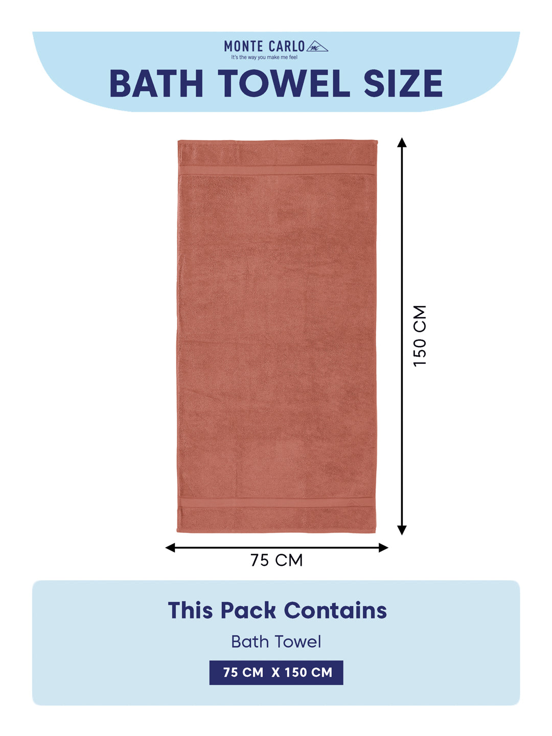 Premium Peach 100% Cotton Solid 525 GSM Bath Towel Iris 1 Pc Pvc Pack