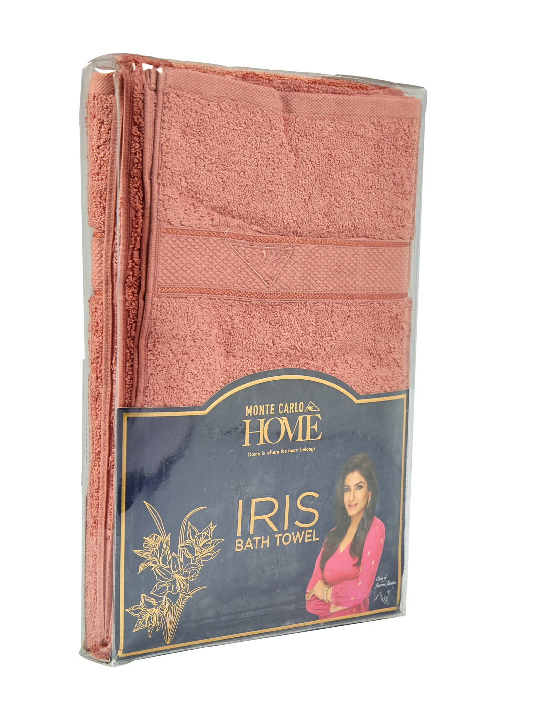 Premium Peach 100% Cotton Solid 525 GSM Bath Towel Iris 1 Pc Pvc Pack